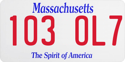 MA license plate 103OL7