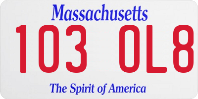 MA license plate 103OL8