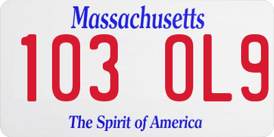 MA license plate 103OL9