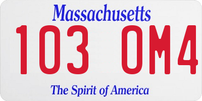 MA license plate 103OM4