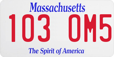 MA license plate 103OM5