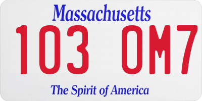 MA license plate 103OM7