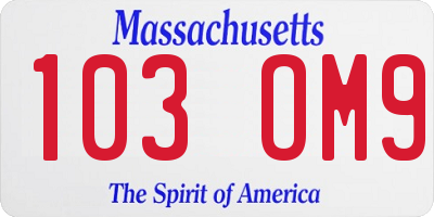 MA license plate 103OM9