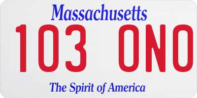 MA license plate 103ON0