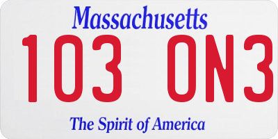 MA license plate 103ON3