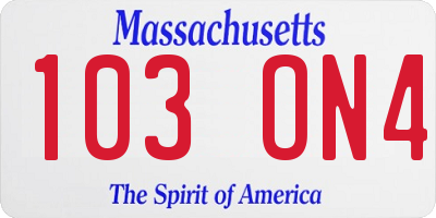 MA license plate 103ON4