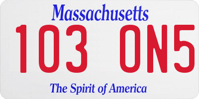 MA license plate 103ON5