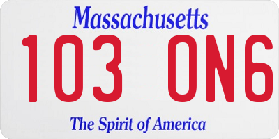 MA license plate 103ON6