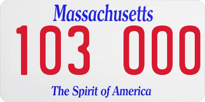 MA license plate 103OO0