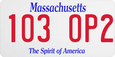 MA license plate 103OP2