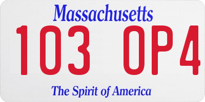 MA license plate 103OP4