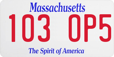 MA license plate 103OP5