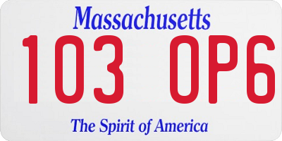 MA license plate 103OP6