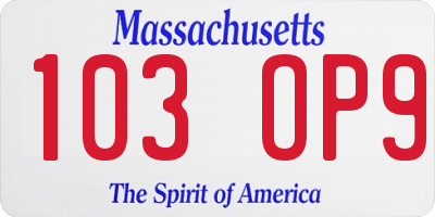 MA license plate 103OP9