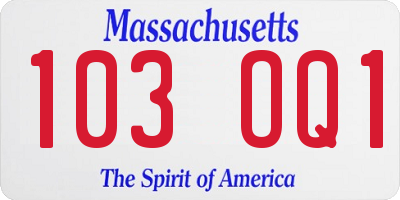 MA license plate 103OQ1