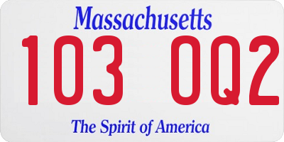 MA license plate 103OQ2