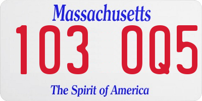 MA license plate 103OQ5