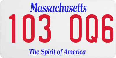 MA license plate 103OQ6