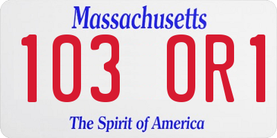 MA license plate 103OR1