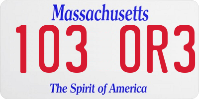 MA license plate 103OR3