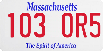MA license plate 103OR5