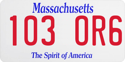 MA license plate 103OR6