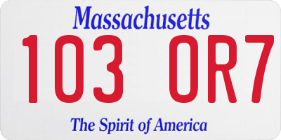 MA license plate 103OR7
