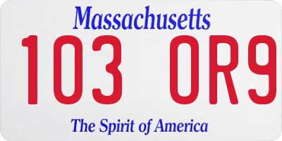 MA license plate 103OR9
