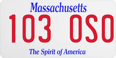 MA license plate 103OS0