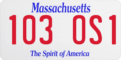 MA license plate 103OS1