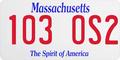 MA license plate 103OS2