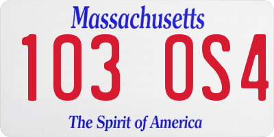 MA license plate 103OS4