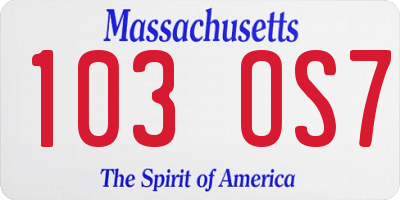 MA license plate 103OS7