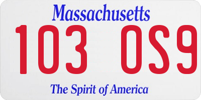 MA license plate 103OS9