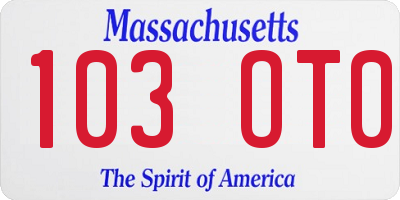 MA license plate 103OT0