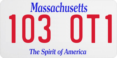 MA license plate 103OT1