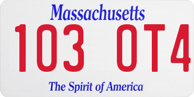 MA license plate 103OT4