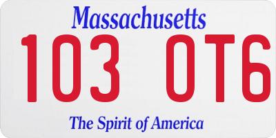 MA license plate 103OT6