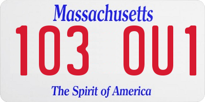 MA license plate 103OU1