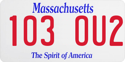 MA license plate 103OU2