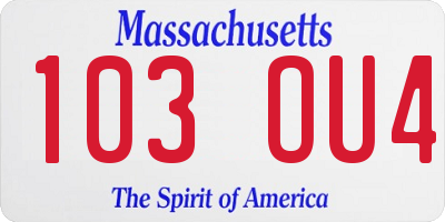 MA license plate 103OU4