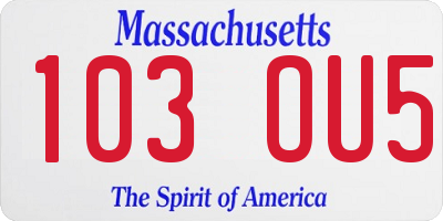MA license plate 103OU5