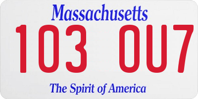 MA license plate 103OU7