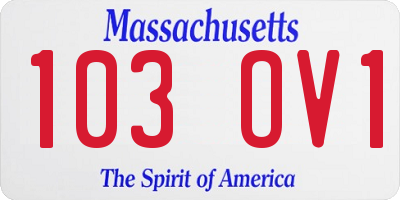 MA license plate 103OV1