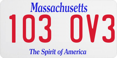 MA license plate 103OV3