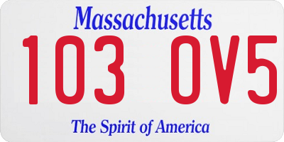 MA license plate 103OV5