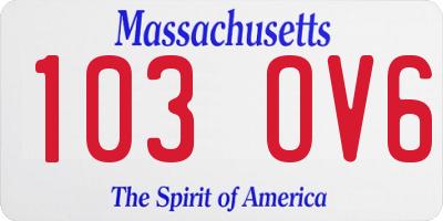 MA license plate 103OV6