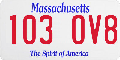 MA license plate 103OV8