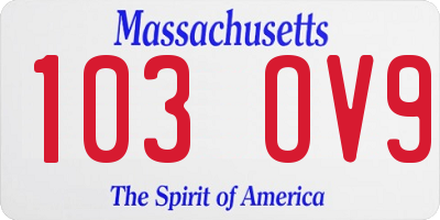 MA license plate 103OV9