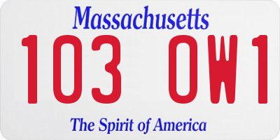 MA license plate 103OW1